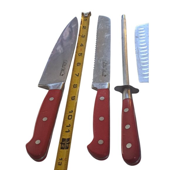 Pioneer Woman 8 Pc Knife Red Handles Stainless Steel Country Kitchen Farmhouse - Picture 6 of 12